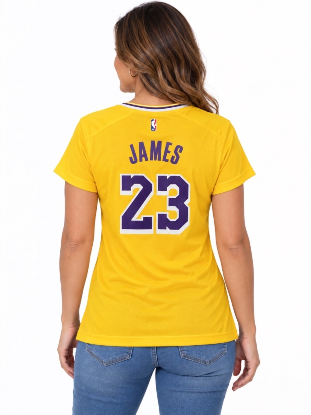 Lakers LeBron James #23 Fanatics Women's Gold V-Neck Tee Large - Picture 4 of 11